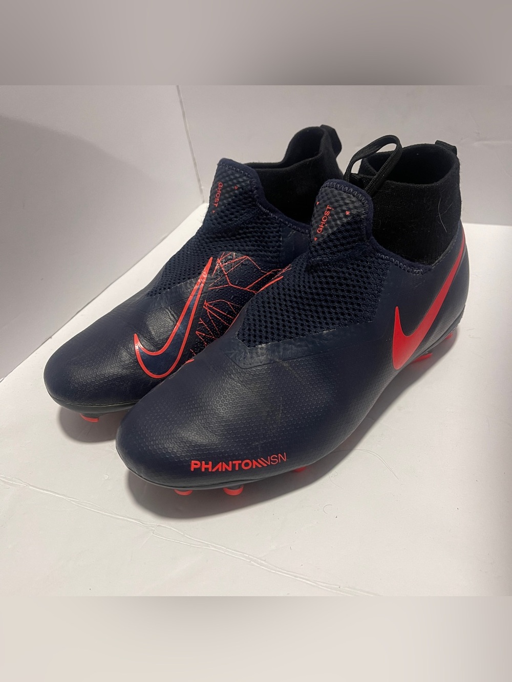 Nike Kids PhantomVSN Soccer Cleats - Navy and Red